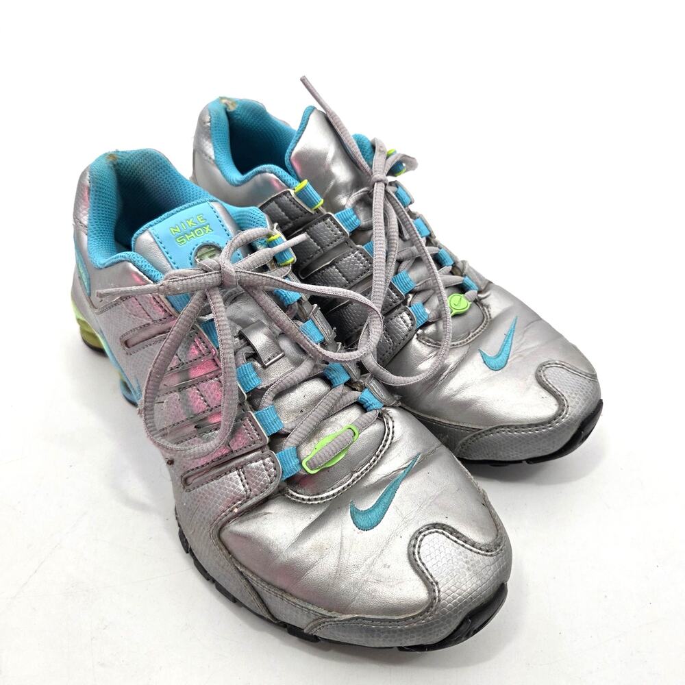 Nike Shox NZ Women US 9 Silver Clearwater Lime Running Sneaker Shoe 488312-022